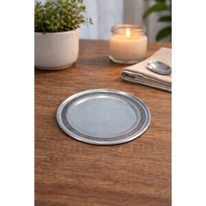 Vintage Newport Pewter Plate 6 Inch with Floral Rim Design